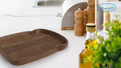 Hand-Carved Walnut Wood Plate — 100% Solid Wood, No Joints