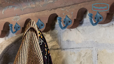 HomeHand Blue Heart Wall Hook – Coastal Vintage Cast Iron Hanger