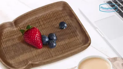 Hand-Carved Walnut Wooden Plate – Nature-Inspired Tableware