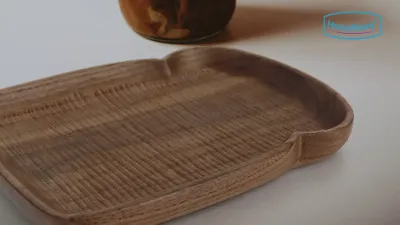 Hand-Carved Walnut Wood Tray Decorative Tabletop Accent