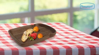 Solid Walnut Serving Tray – Hand-Carved Snack Plate  
