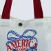 American Flag Cherry Bow Canvas Tote Bag
