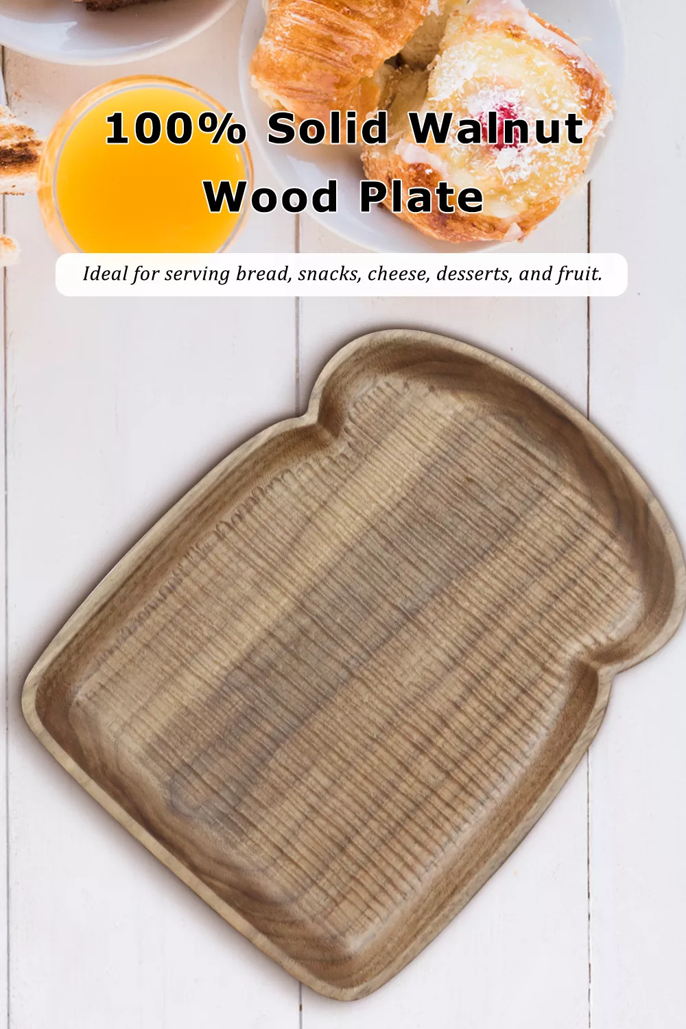 100% Solid Walnut Wood Plate