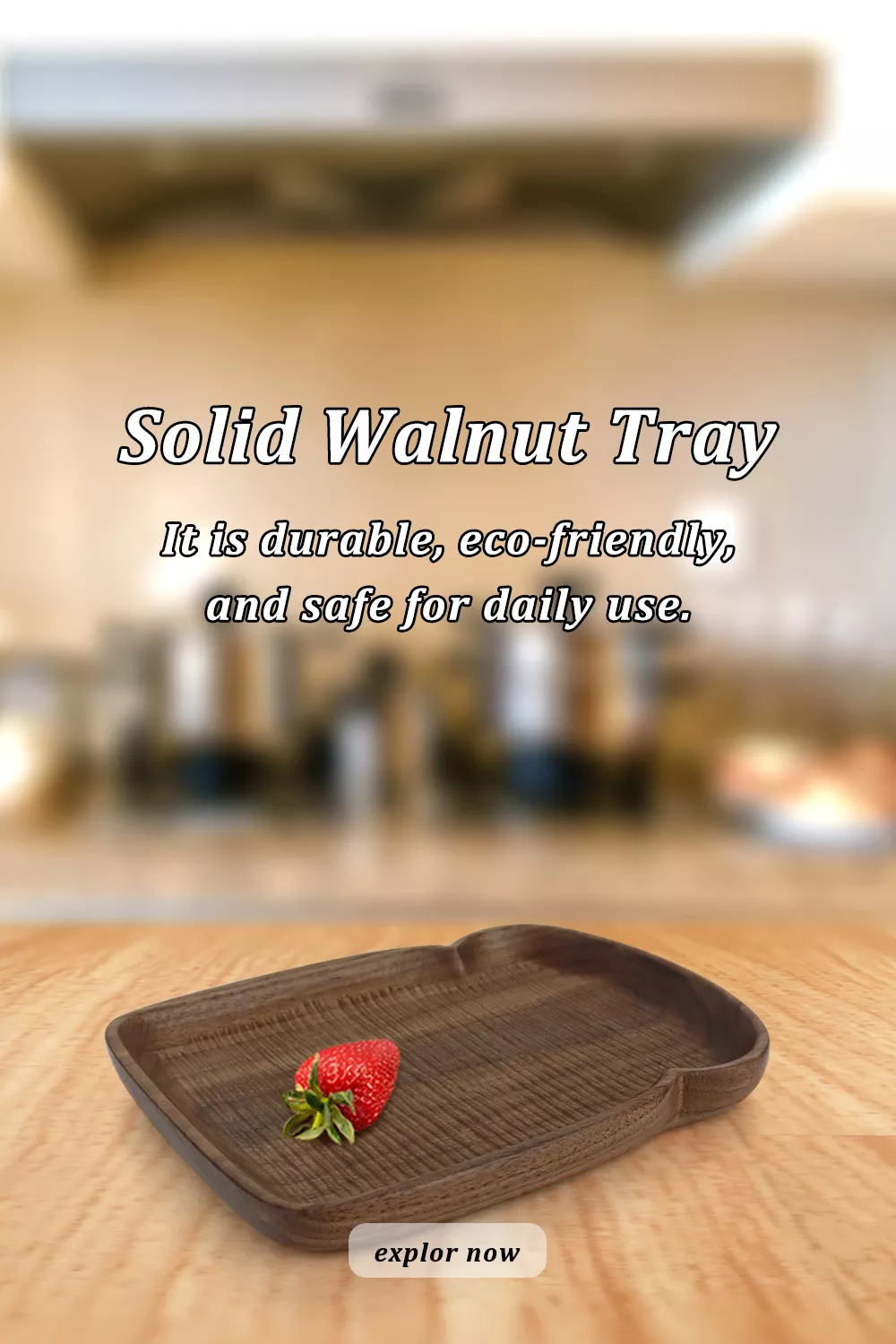 Solid Walnut Tray — Hand-Carved