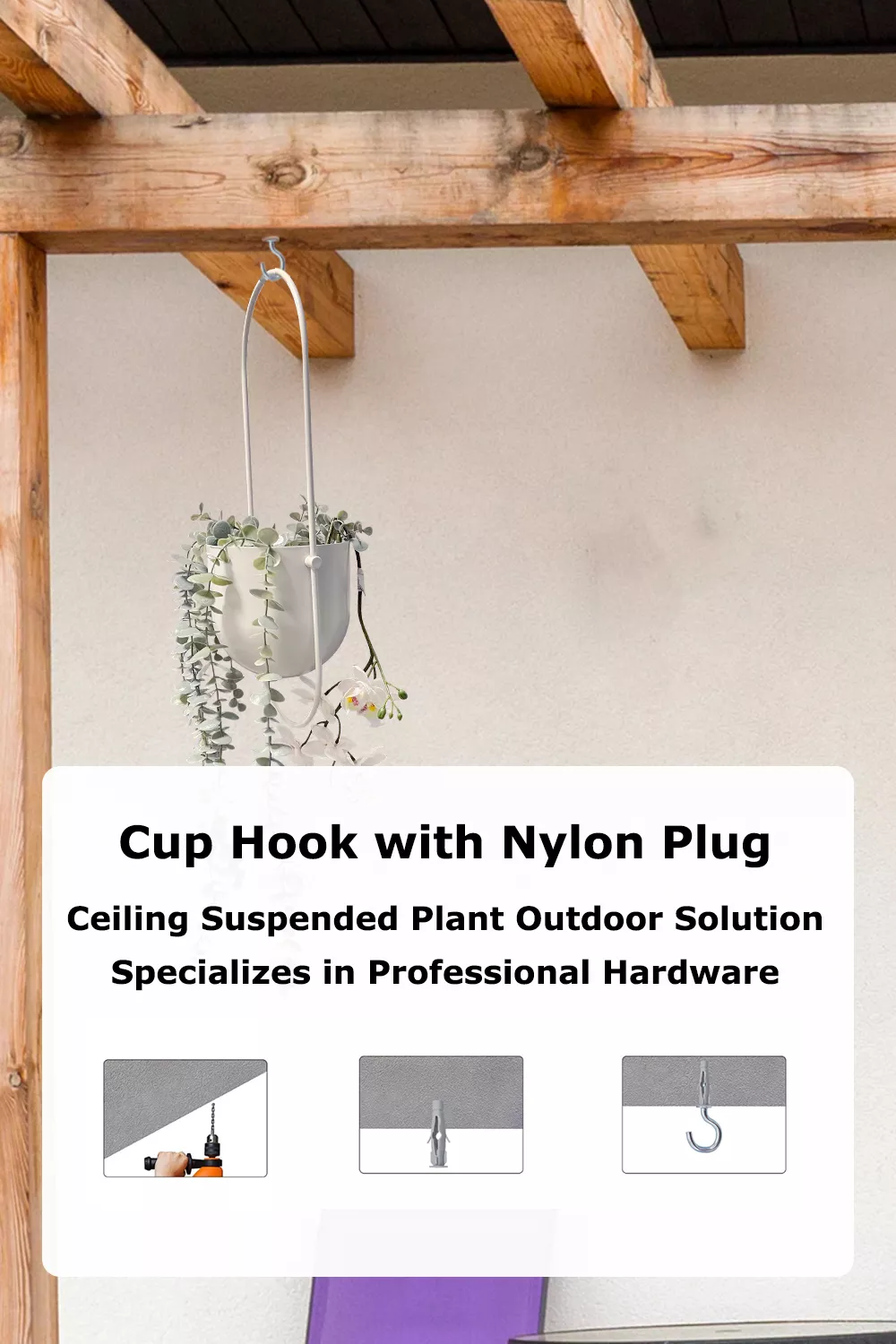 HomeHand Cup Hook Kit for Ceiling-Mounted Plant Displays
